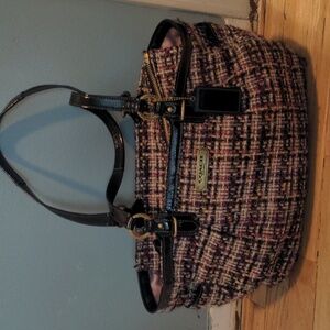 Coach tweed pink and black shoulder bag